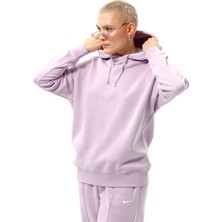 Nike Sportswear Collection Essentials Oversized Hoodie Büyük Beden Kapüşonlu Kadın Mor Sweatshirt