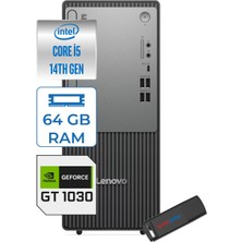 Lenovo Thinkcentre Neo 50T Gen5 Intel Core I5 14400 64GB Ddr5 1tb SSD Windows 11 Pro Nvidia GT1030 4gb Masaüstü Bilgisayar 103012UAS1CF00P23 + Zetta Flash Bellek