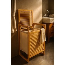 Bambuland Bambu Çamaşır Sepeti - Doğal Ahşap Kirli Çamaşır Sepeti 60X40X35 cm