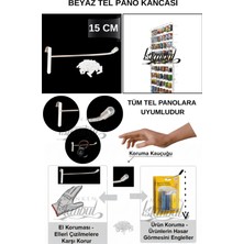 Manken İstanbul 200 Adet 15 cm Delüx Koruma Kauçuklu Beyaz Tel Pano Kancası - Ekstra Güçlü - Raf Askısı -Raf Kancası
