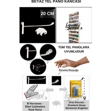 Manken İstanbul 20 Adet 20 cm Delüx Koruma Kauçuklu Beyaz Tel Pano Kancası - Ekstra Güçlü - Raf Askısı -Raf Kancası