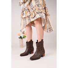 Kazax Matin Acı Kahve Cilt Topuklu Bot