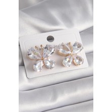 Shopwave Pirinç Gold Renk Zirkon Taşlı Model Kadın Küpe - TJ-BKP9614