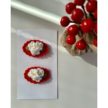 Livadesign7 Saç Tokası Özel Çiçek Tasarımı Handmade 2'li Çıt Çıt Toka Seti