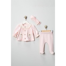 L'atelier Midumi Bebek, Kız, Pembe, %100 Pamuk Interlok Kumaş, 3'lü Hastane Çıkışı Seti