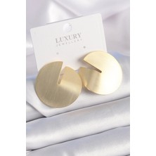 Shopwave Pirinç Gold Renk Daire Plaka Model Kadın Küpe - TJ-BKP9525