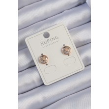 Shopwave Xuping Rose Renk Zirkon Taşlı Yansımalı Oval Küpe - TJ-BKP9414