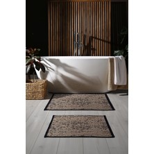 Cotto Home Rothi Pamuklu Kaymaz Taban Kahverengi 2'li Banyo Paspas Seti 60x100 60x50 Yıkanabilir Modern Şönil