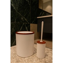 Makri Home 2'li Banyo Seti, Çöp Kovası ve Wc Fırçalık, Beyaz, Hacim: 6 Litre