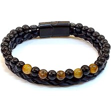 Herşey Nota Gölgeli Kehribar – Premium Doğaltaş Erkek BILEKLIK-168