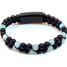 Herşey Nota Mavi Aura – Mat Siyah Doğaltaş Erkek BILEKLIK-167