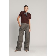 Nisan Triko Bisiklet Yaka Fularlı Triko Kazak