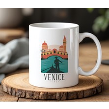 BB Design Venice Tasarımlı Beyaz Seramik Baskılı Kupa Bardak 330 ml