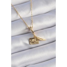 Shopwave 316L Çelik Gold Renk Kalp Detay Mektup Figür Charm Model Kadın Kolye - TJ-BKO9314