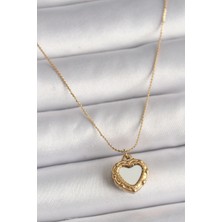 Shopwave 316L Çelik Gold Renk Zincir Aynalı Kalp Model Kadın Kolye - TJ-BKO9784