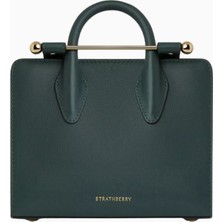 Strathberry Nano Tote Çanta Bottle Green, Deri ve Zincir Askılı