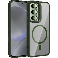 Samsung Galaxy S24 Fe Remim Lensli Magsafe Standlı Kapak - Koyu Yeşil STEPLYA-48387