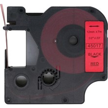 QC Dymo 45017 Muadil Etiket Black On Red 12MM x 7m