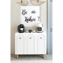 İzco Design Bohem Model 3 Kapaklı Kahve Köşesi Standı - Mdf Membran Kapak | 90 cm Kahve Istasyonu