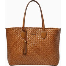 Aspinal Of London Large Island Kahverengi Woven Deri Tote Çanta, Zamansız ve Şık