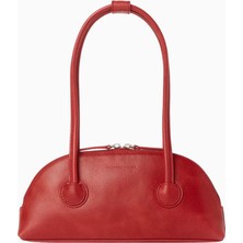 Marge Sherwood Bessette Kırmızı Deri Omuz Çantas, Retro Şıklık ve Minimalist Lüks