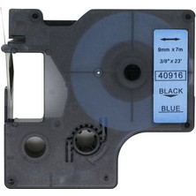 QC Dymo 40916 Muadil Etiket Black On Blue 9mm x 7m