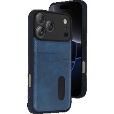 Apple iPhone 17 Pro Max Sara Kartvizitli Deri Kılıf - Lacivert STEPLYA-48387