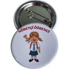 Nöbetçi Kız Öğrenci Metal Buton Rozet Broş-Çanta Rozeti-Yaka Iğnesi (44MM) 24 Adet