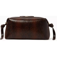 Yuzefi Brioche Kese, Yılan Desenli Inek Derisi, Altın Donanım