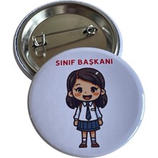 Sınıf Başkanı Öğrenci Rozeti Çanta Rozeti-Yaka Iğnesi-Şapka Aksesuarı (44MM) 1 Adet
