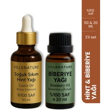 Villenature 2'li Biberiye Yağı 20 ml & Hint Yağı 50 ml Set - %100 Saf ve Organik