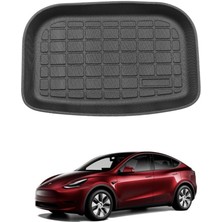 Tesla Model Y Arka Bagaj Havuzlu Kauçuk Paspas - Pirinç Desenli - Siyah