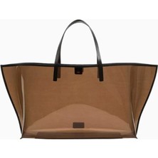 Staud Large Christos Kahverengi, Pvc Deri Detaylı Büyük Tote Çanta