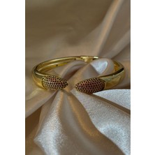 MonCherietr Serpenta Pirinç Üzeri Altın Kaplama Kelepçe Bileklik