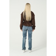 Eva Clothing Kadın Kahverengi Yün Karışımlı Kaşe Mont 1234613EVA-1