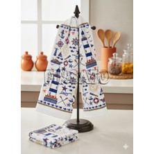 Fırsato EKO Havlu Dokulu Deniz feneri Desenli 40X70 4'lü Mutfak Havlusu | Kurulama Bezi