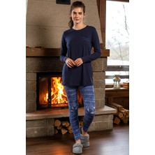 Aydoğan Kadın Uzun Kol Taytlı Pijama Takımı 40033 LACIVERT03