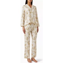 Naelle Pamuk Saten Pijama Takımı Toile De Jouy Desenli Yeşil