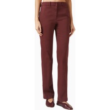 Marella Rovo Straight-Fit Pantolon, Bordo, Zarif Kesim ve Modern Ofis Stili
