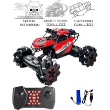 Oyuncak 2.4 Uzaktan Kumandalı 4x4 Full Fonksiyon Drif Atabilen Şarjlı Off Road Arazi Arabası Mavi- Kırmızı (Kırmızı)