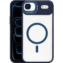 Apple iPhone 17 Air Remim Lensli Magsafe Standlı Kapak - Lacivert KAYALI27-U7387I2