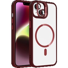 Apple iPhone 14 Remim Lensli Magsafe Standlı Kapak - Bordo KAYALI27-U7387I2