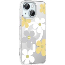 CPT83 Apple iPhone 15 Floral Magsafe Kapak - Sarı KAYALI27-U7387I2