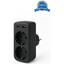 Çoklu Priz Yüksek Gerilim Korumalı 2’li Priz 1xusb 1xtype-C Çıkışlı Grup Priz Çoğaltıc�