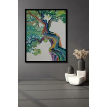 Renkli Dalgalı Ağaç Dokuma Ev,antre,salon,ofis,mutfak,yatak Odası Tablo Çerçeve Görünümlü