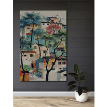 Renk Cümbüşü Evler Sulu Boya Görünümlü Ahşap Dekoratif Ev,antre,salon,ofis,mutfak,yatak Odası Tablo