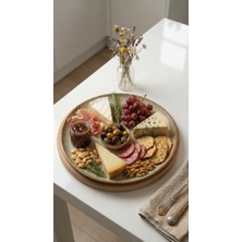 WoodHaus Masif Ahşap Büyük Yuvarlak Supla & Sunum Tabağı – 28 cm Doğal Ahşap Servis Tabağı