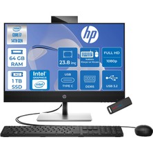 Hp Proone 440 G9 Intel Core  I7 5.2ghz 14700T 64GB 1tb SSD Intel UHD 770 23.8" Fhd IPS 250NITS Windows 11 Home All In One Bilgisayar C9YL6ATH22 + Zettausb