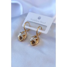 Shopwave 316L Çelik Gold Renk Zirkon Taş Detay Kadın Küpe - TJ-BKP7765