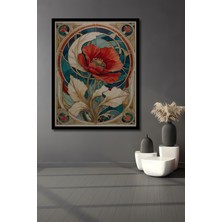 Art Nouveau Gelincik Sulu Boya Görünümlü Ahşap Ev,antre,salon,ofis,mutfak Tablo Çerçeve Görünümlü